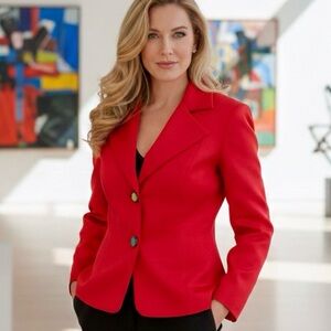 VTG ~ Peggy Jennings Scarlet Red Cashmere Jacket with Silk Lining ❤️